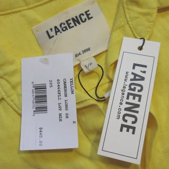 NWT L'Agence Cameron in Light Maize Yellow Linen Belted Maxi Shirt Dress S - Picture 3 of 4